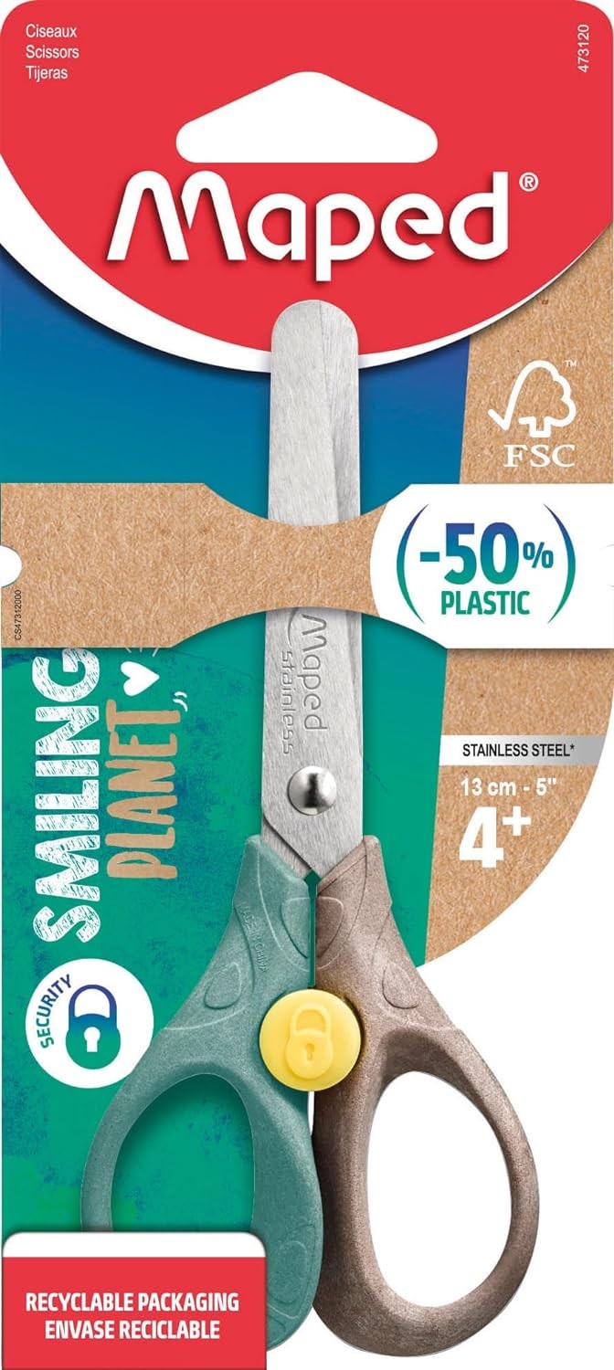 Maped - Smiling Planet Security Scissors - Responsible Children's Scissors - Loc