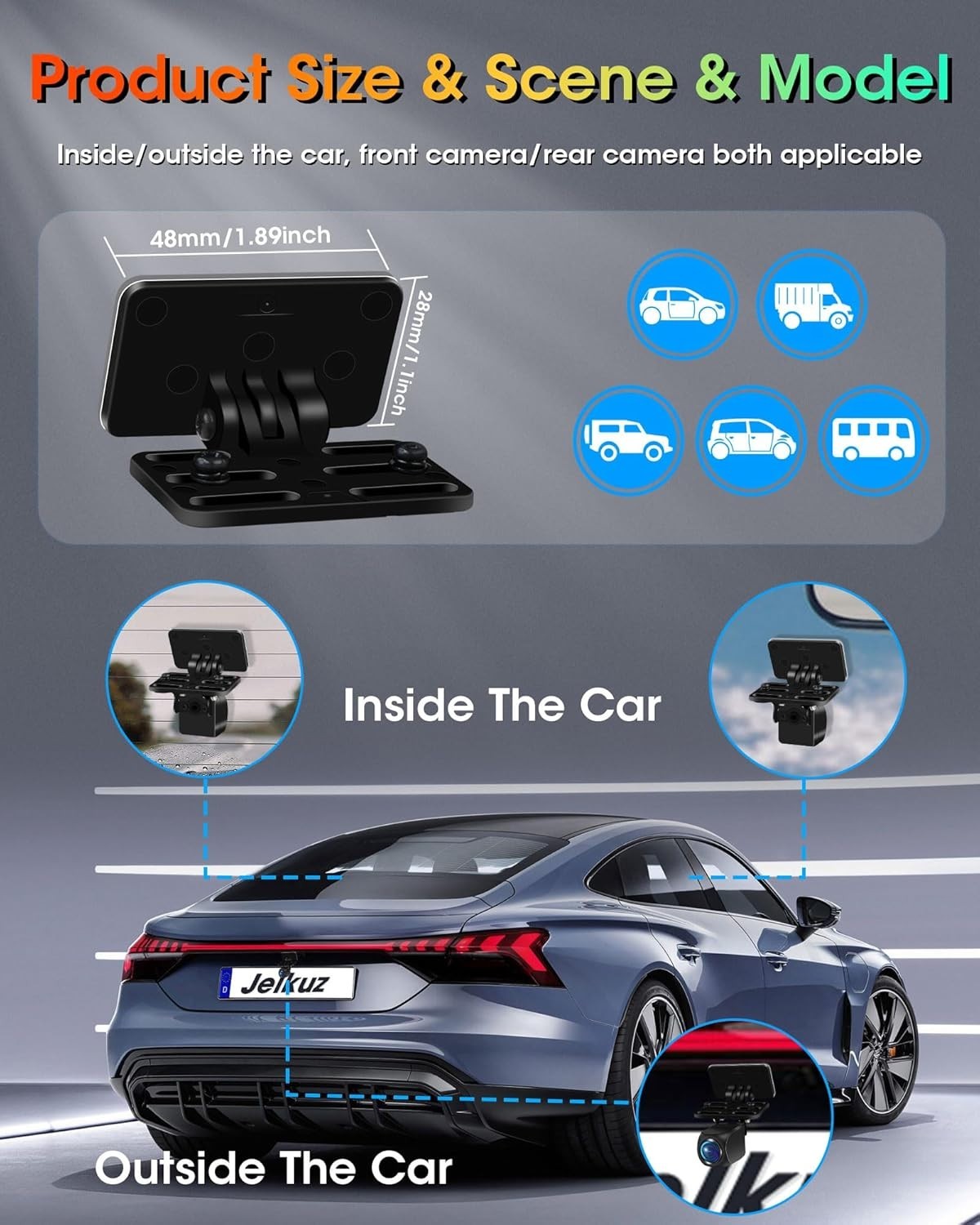 Adjustable Rear Camera Holder with Strong Adhesive & 180° Flexibility