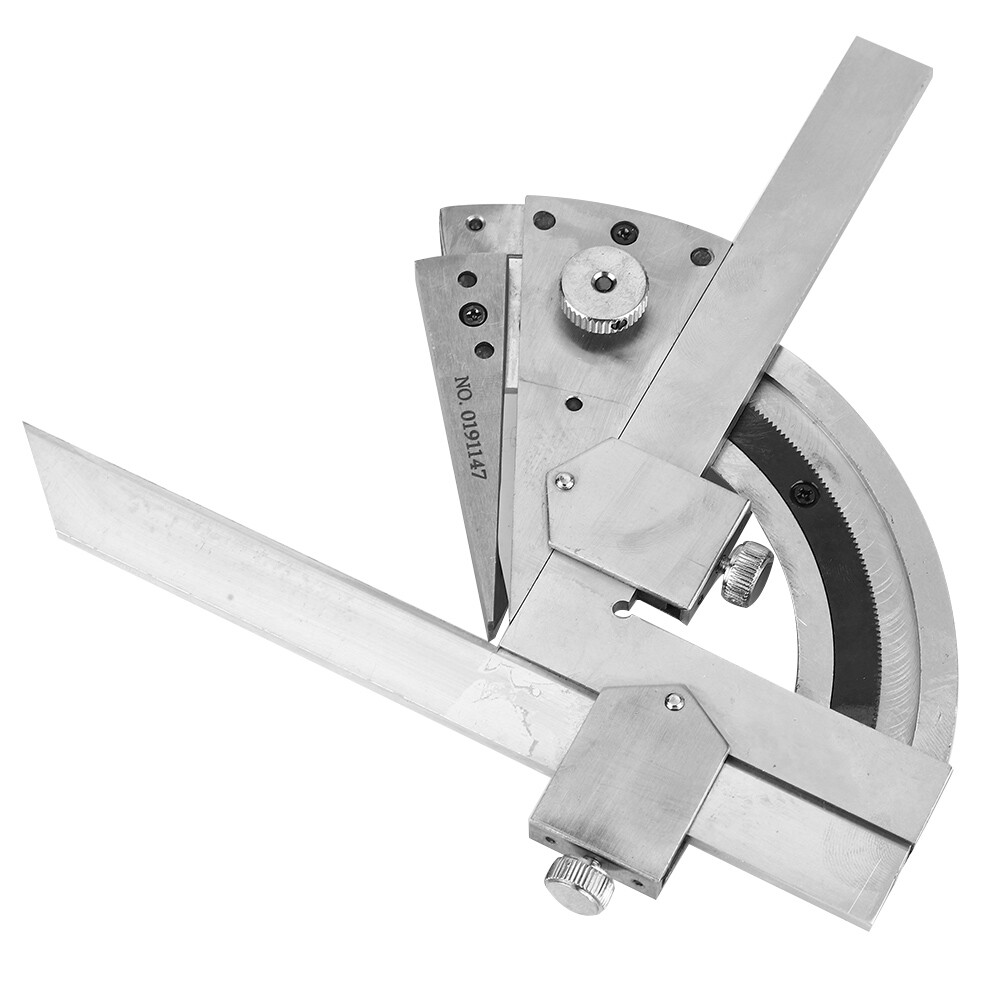 Carbon Steel Fine Tuning Angle Finder Ruler 0-320° Bevel Protractor Meter