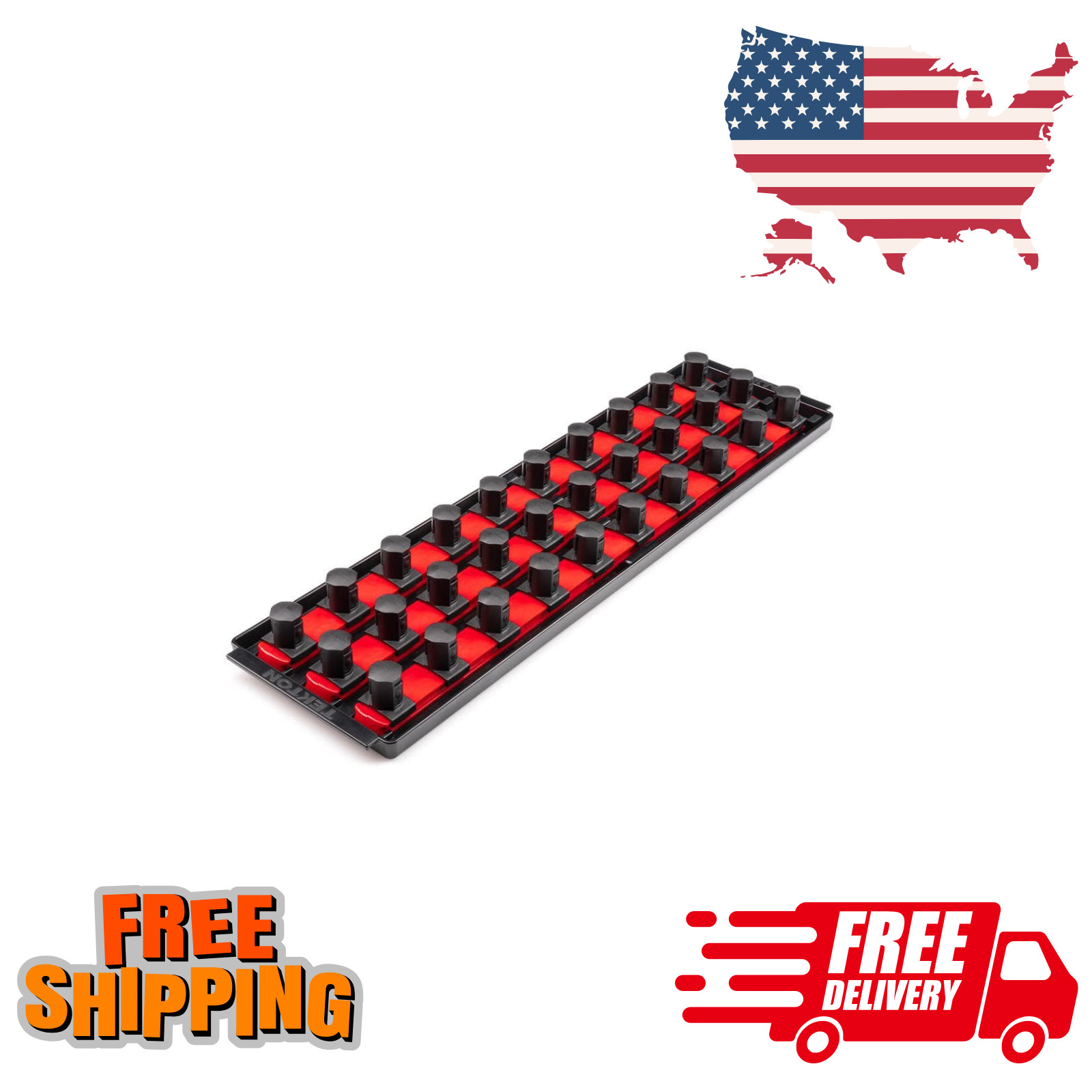 3/4 Inch Drive 3-Rail Socket Organizer Set, Red (30-Tool)
