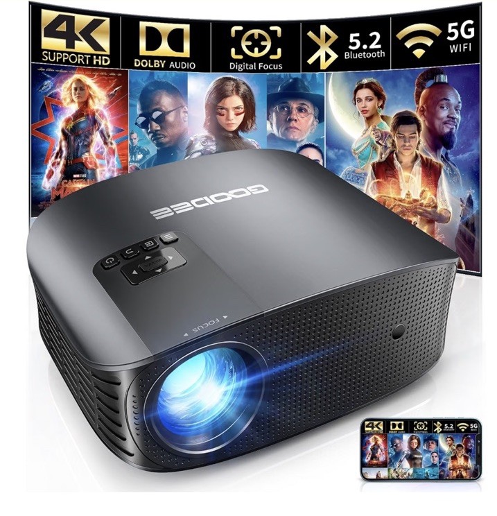 GooDee YG600 Plus 4K 1080P FHD Projector Titanium Grey Projecter