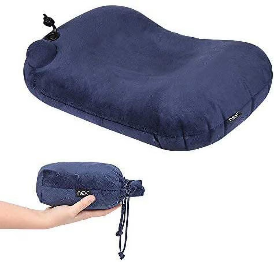 Tool Lightweight, Compact, Soft Velvet Inflatable Travel Pillow, Blue