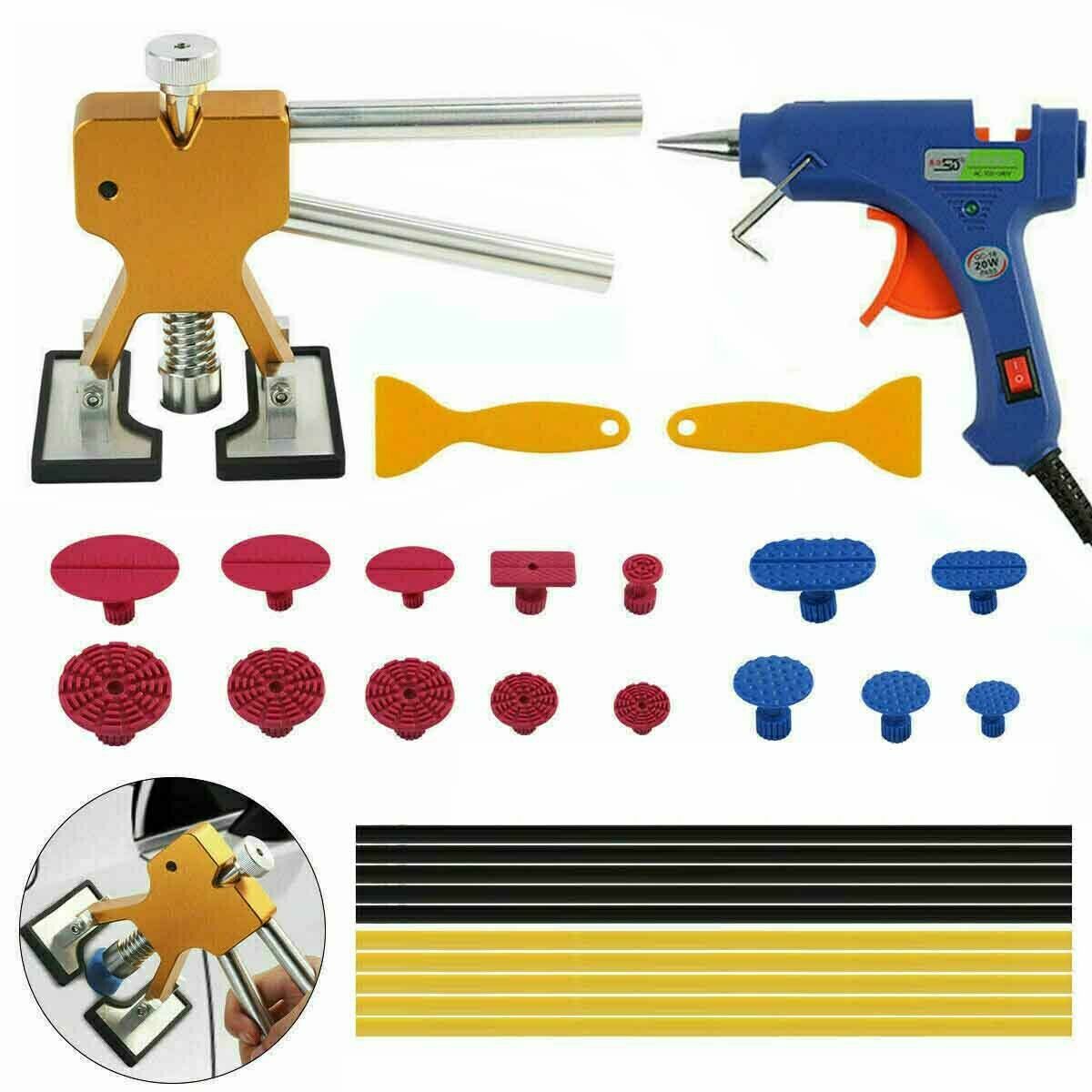 Car Paintless Dent Repair Removal Tool Kit Lifter Puller Tabs Glue Gun Set SU