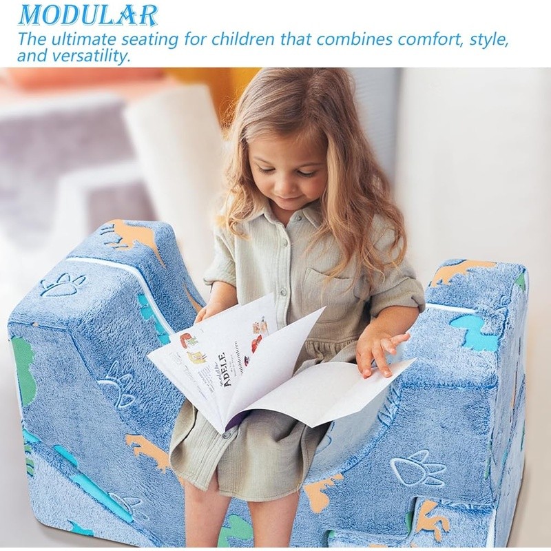 Convertible Kids Couch W/ Slide & Climbing Stairs Soft Foam Play Furniture New