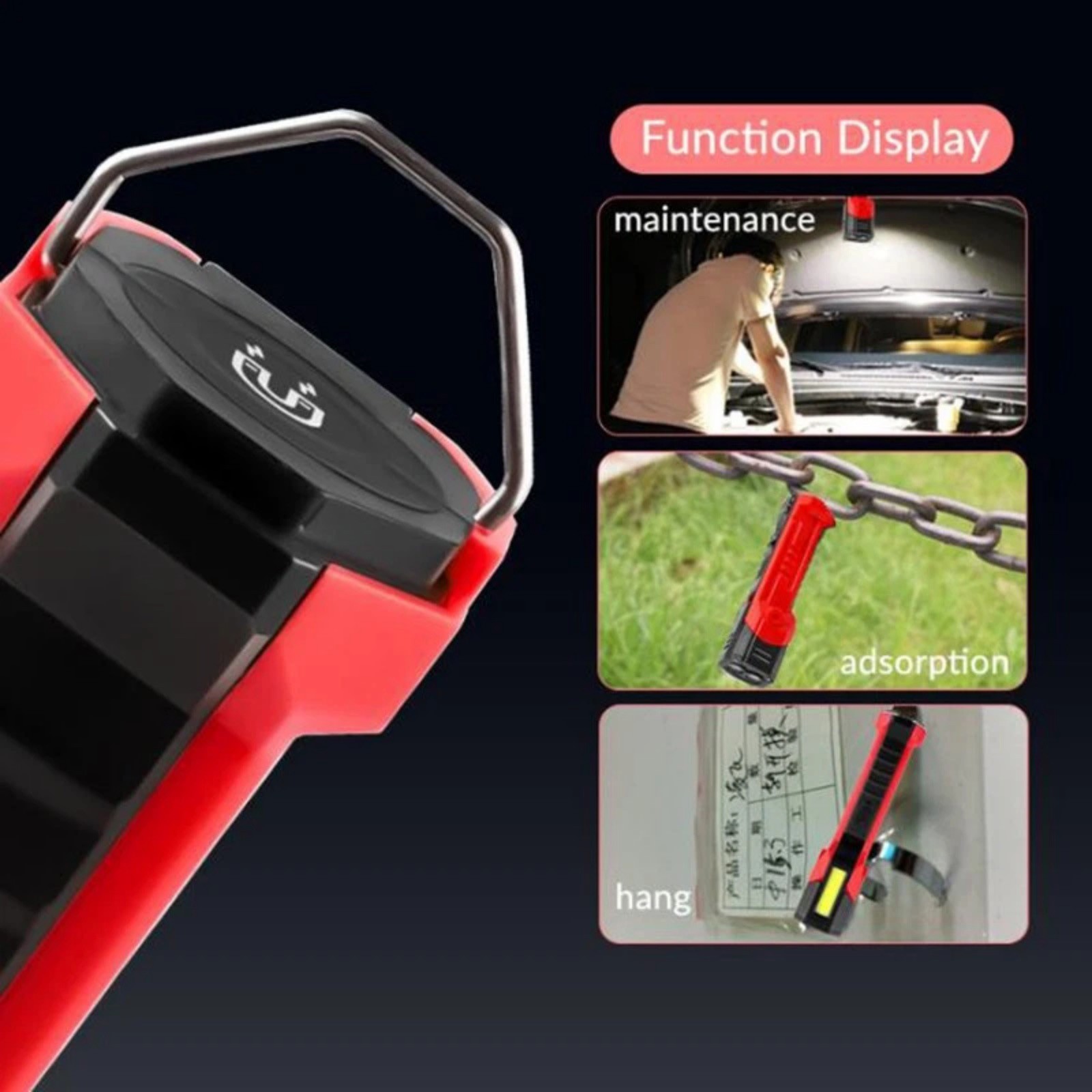 Rechargeable Magnetic LED Work Light 600LM Waterproof Flashlight Lamp Tool