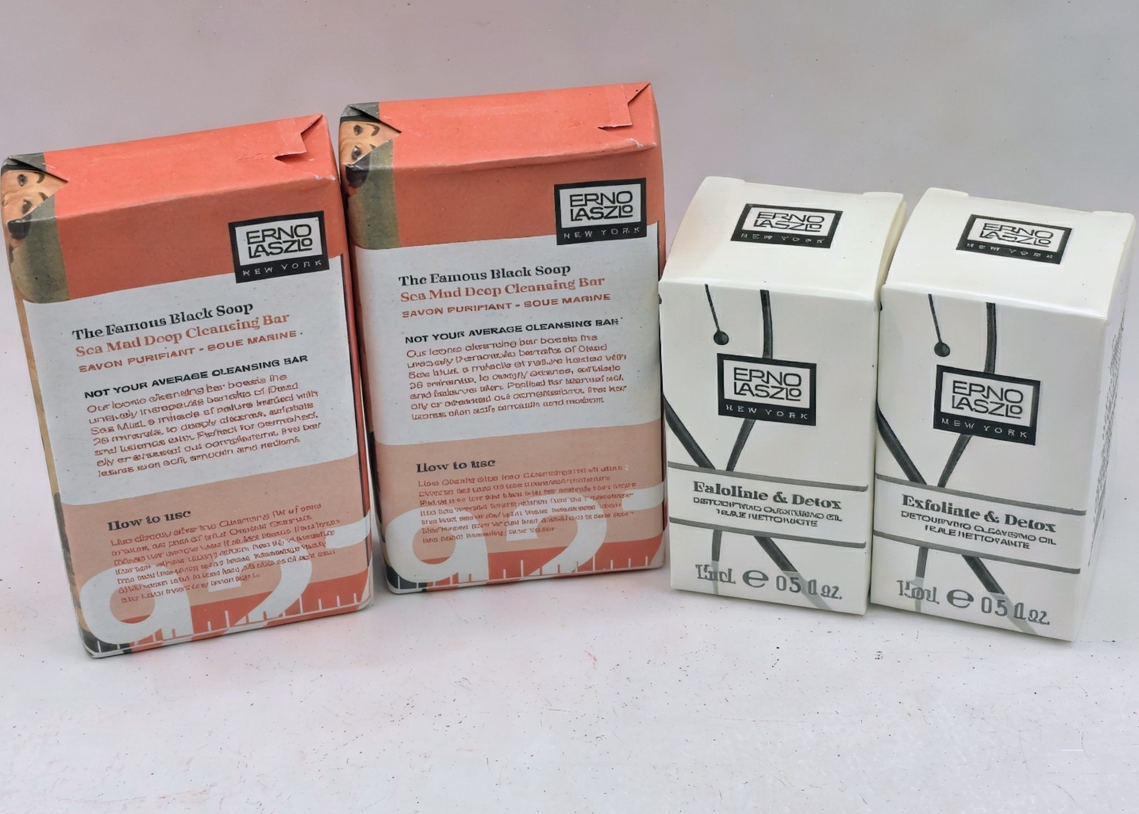 Erno Laszlo Famous Black Soap  Sea Mud Deep Cleansing Bar  1.7 oz X 2 Bonus Oil