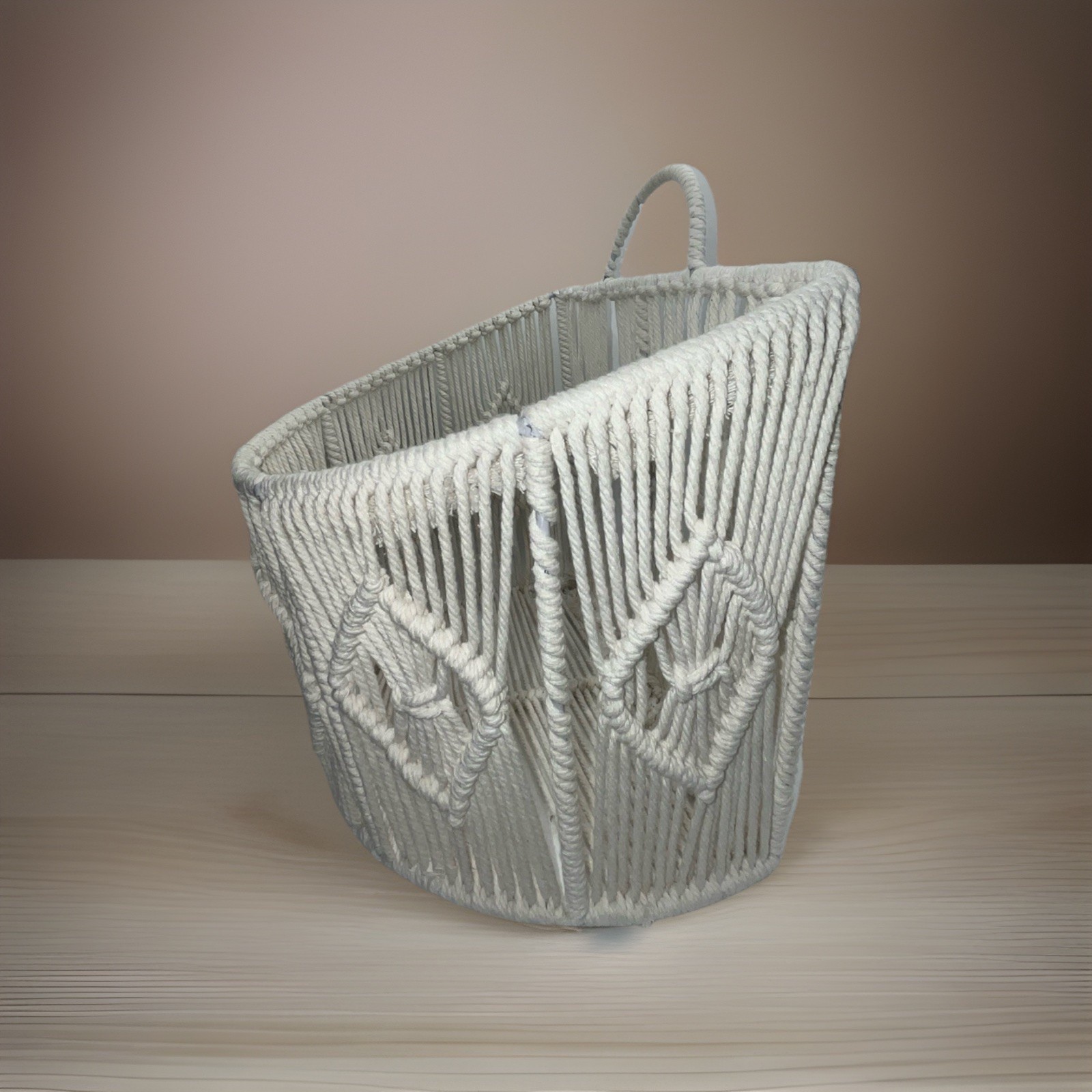 Ashland Macrame & Wire Hanging Basket Organizer EUC