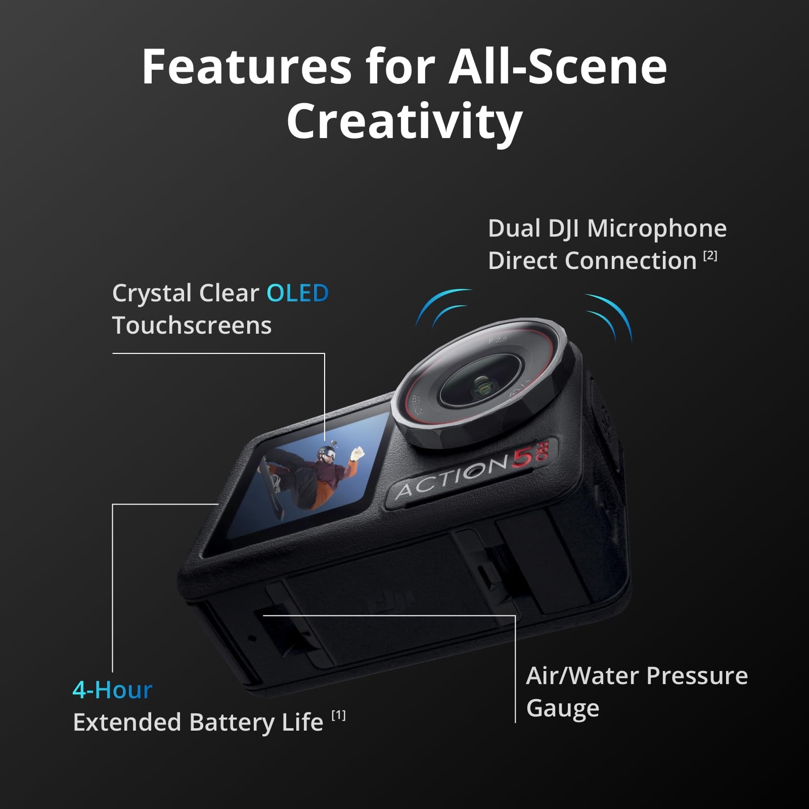 DJI Osmo Action 5 Pro Adventure Combo, Waterproof Camera with black