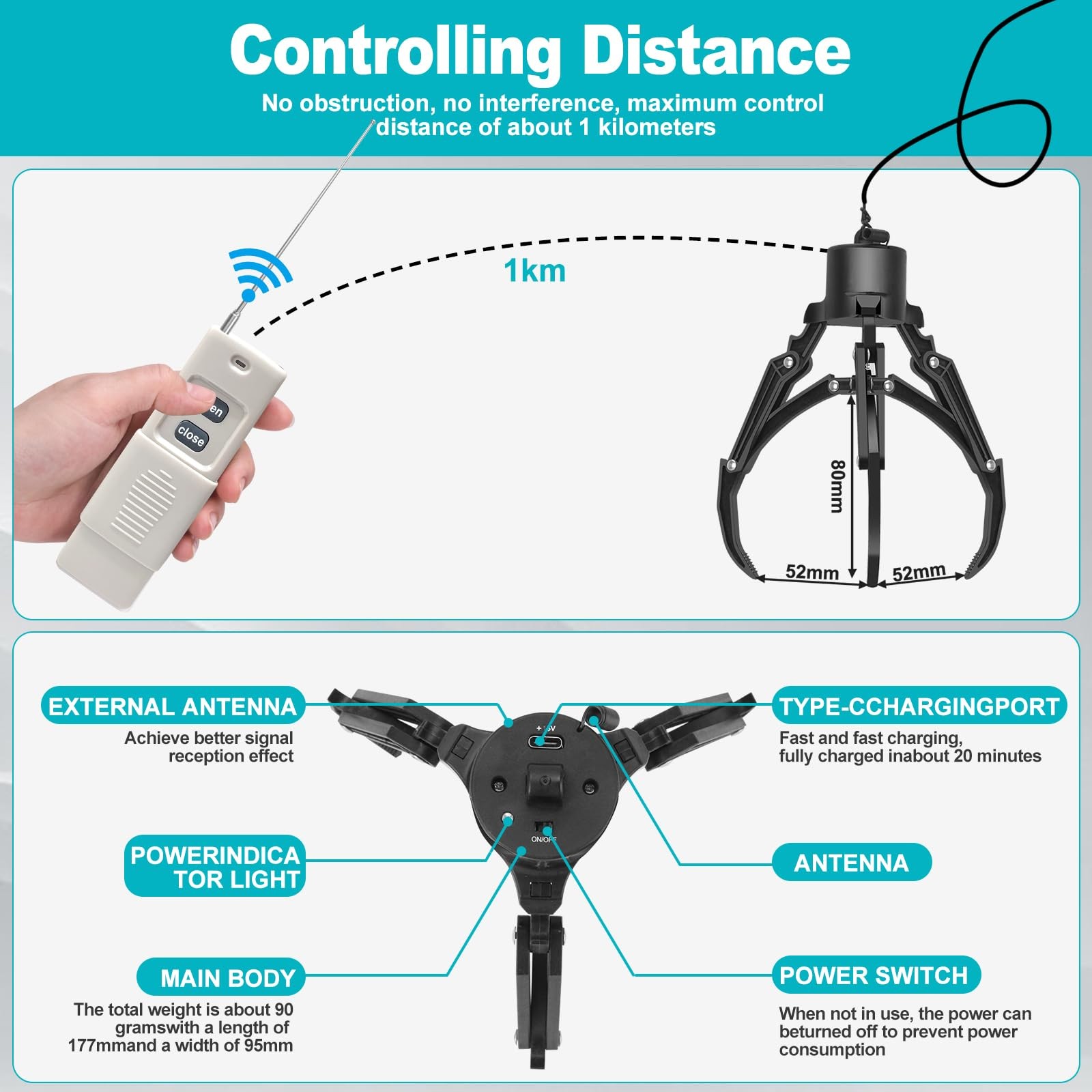 Drone Airdrop System - Remote Control Payload Release Device with Mechanical Cla