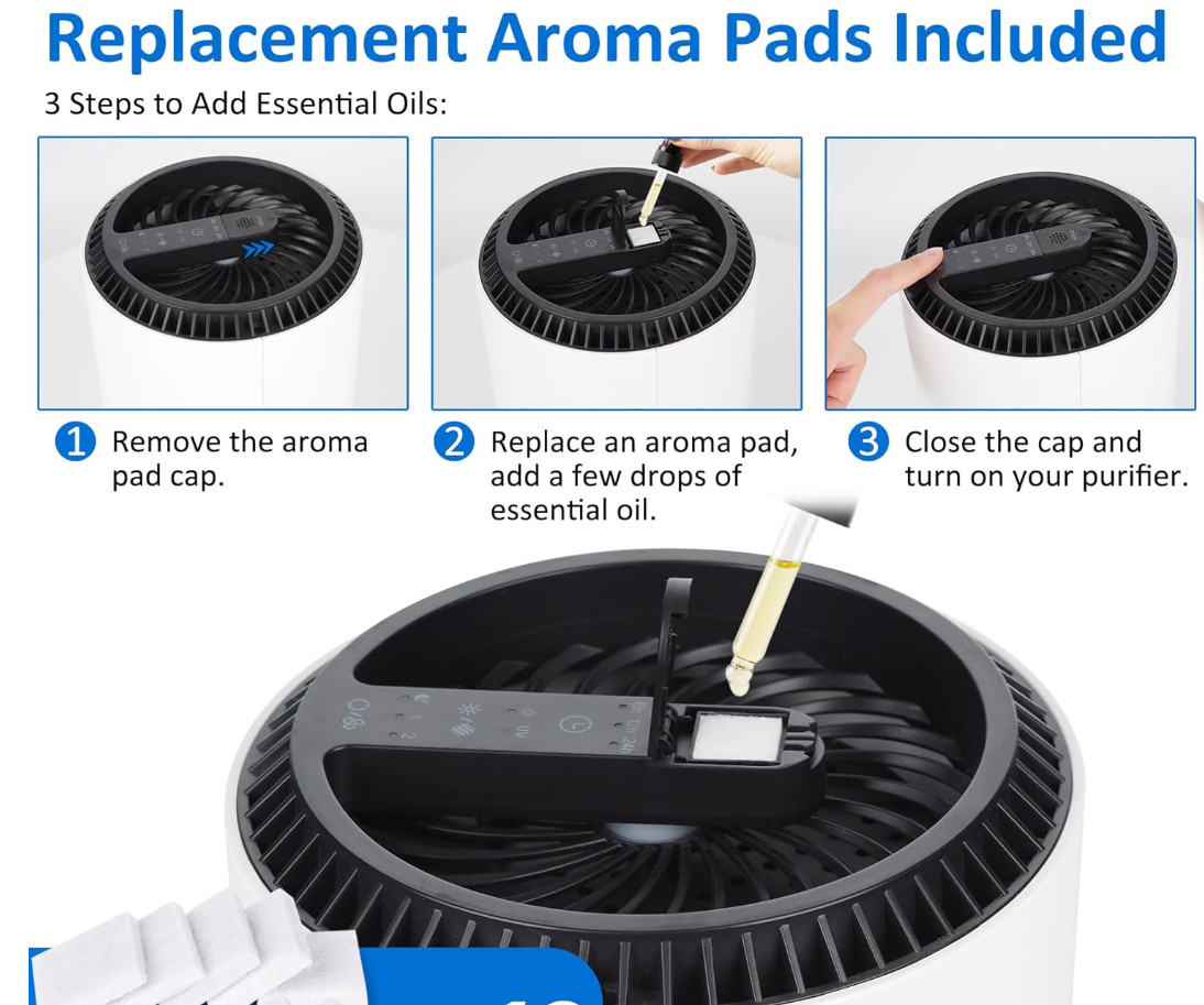 H13 HEPA Air Filter for MK01 MK06 Replacement 4 Pack + Brush + 20 Aroma Tabs