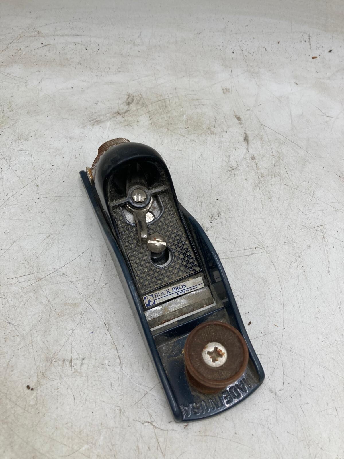Buck Bros USA  7" Deluxe Block Plane With Angle Adjuster Blue Vintage