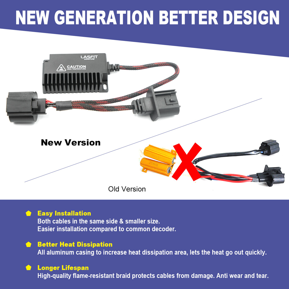H13 9008 LED Headlight Bulb Anti Flicker Flash Resistor Canbus Error Free 2PCS