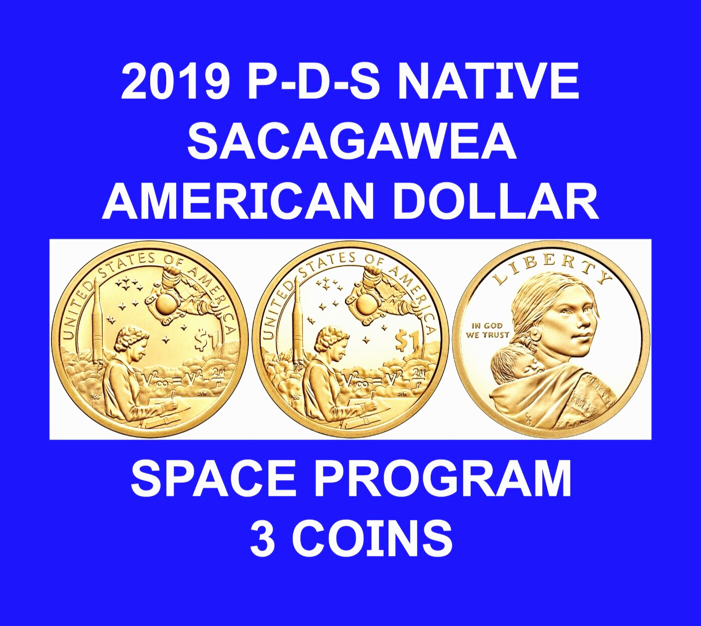2019 P-D-S Native American Sacagawea Set 3 Coin Set "Free Shipping"