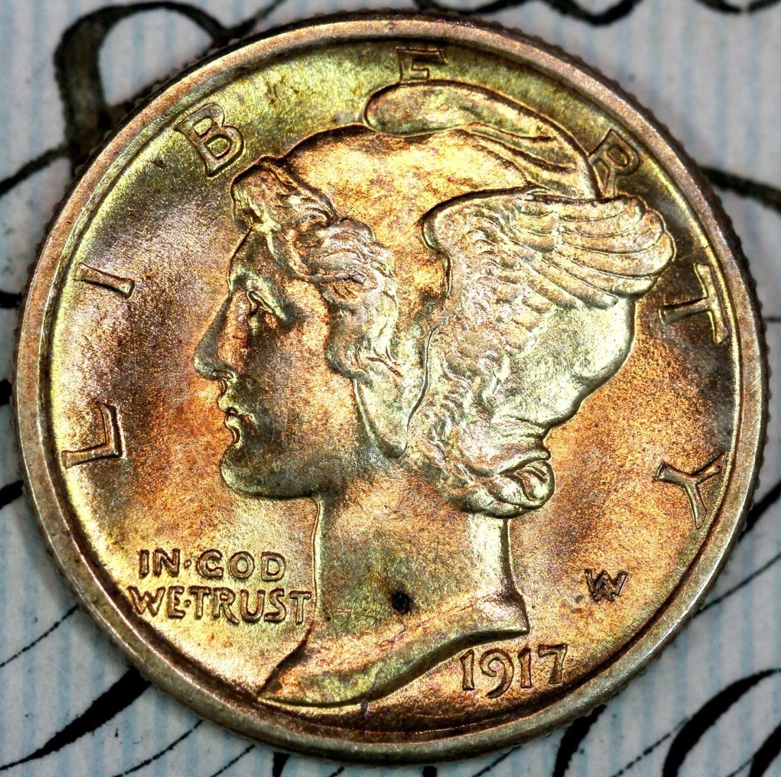 1917-D PRISTINE+ GEM BU MS MERCURY SILVER DIME DC260 FROM MATTHEWS HOARD