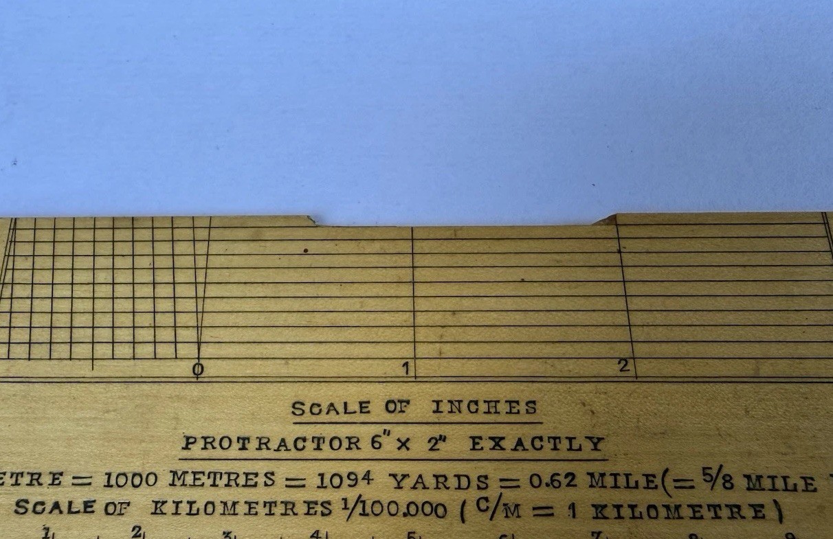 Vintage Army & Navy CSL 6" Rectangular Protractor Map Scale Measuring Ruler Tool