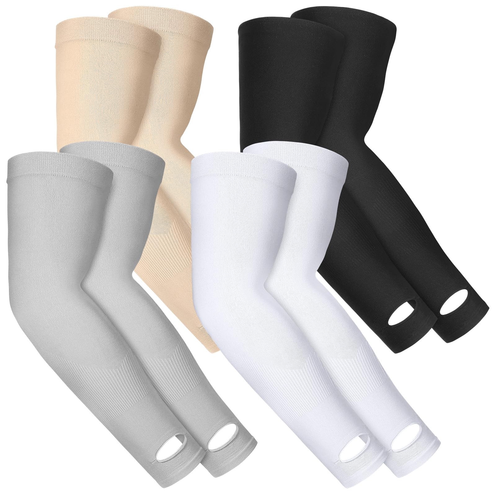 Janmercy 4 Pairs Protective Arm Sleeve for Thin Skin One Size, Mixed Color
