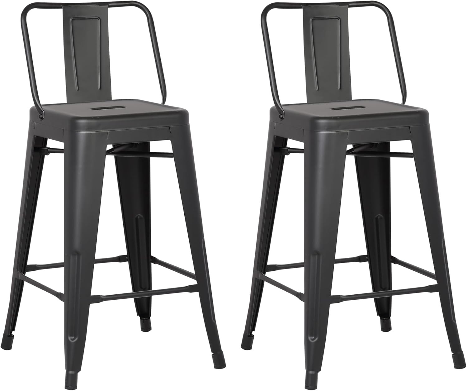 Rustic Black Metal Barstool Set of 2 - Lightweight, Sturdy, Easy Assembly