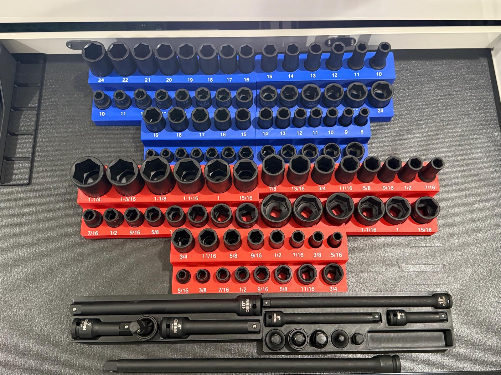 Harbor Freight Quinn 1/2" + 3/8” Master Impact Socket Set Organization Bins
