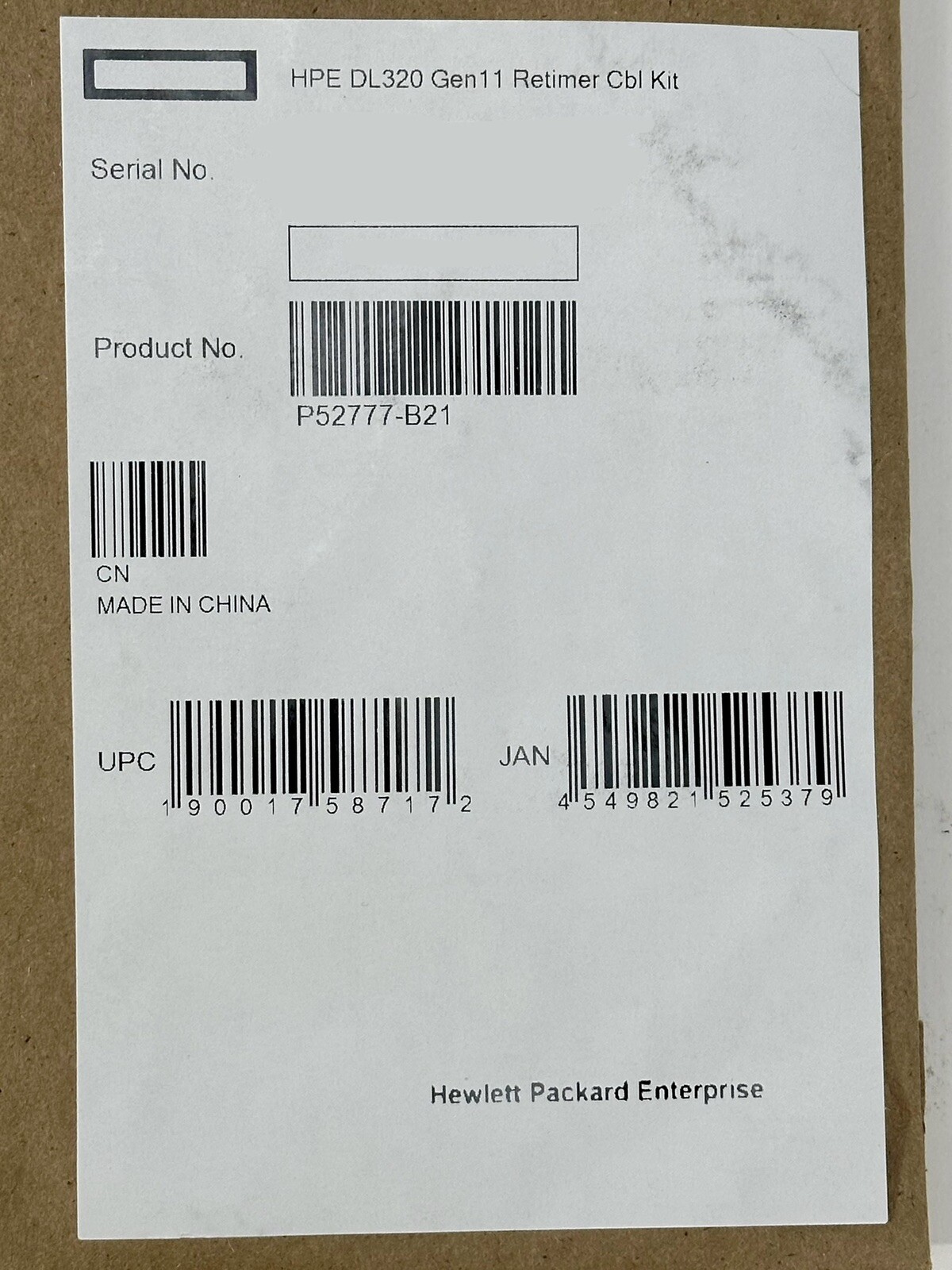 HPE P52777-B21 ProLiant DL320 Gen11 NVMe Retimer Expander Card Cable Kit