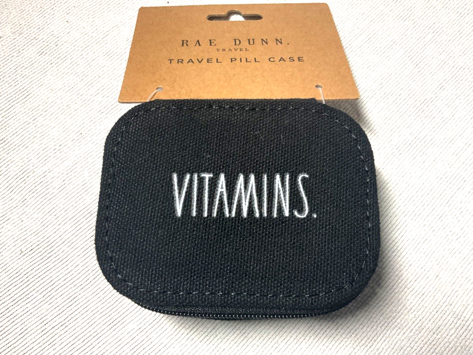 Rae Dunn VITAMINS Travel Vitamin Pill Case BLACK 8 COMPARTMENTS NWT