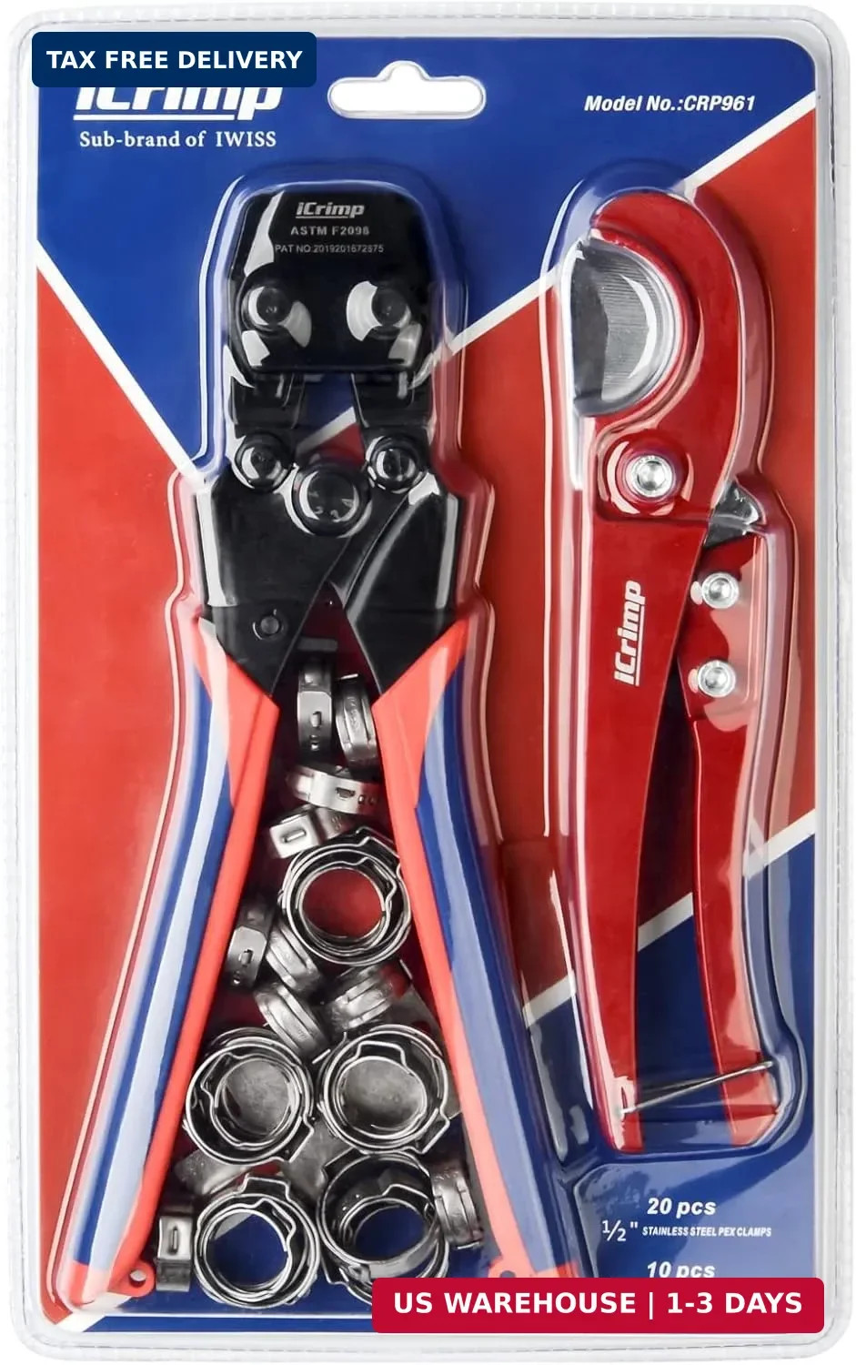 PEX Pipe Quick Cinch Tool Set for Stainless Steel Clamp from 3/8-inch to
