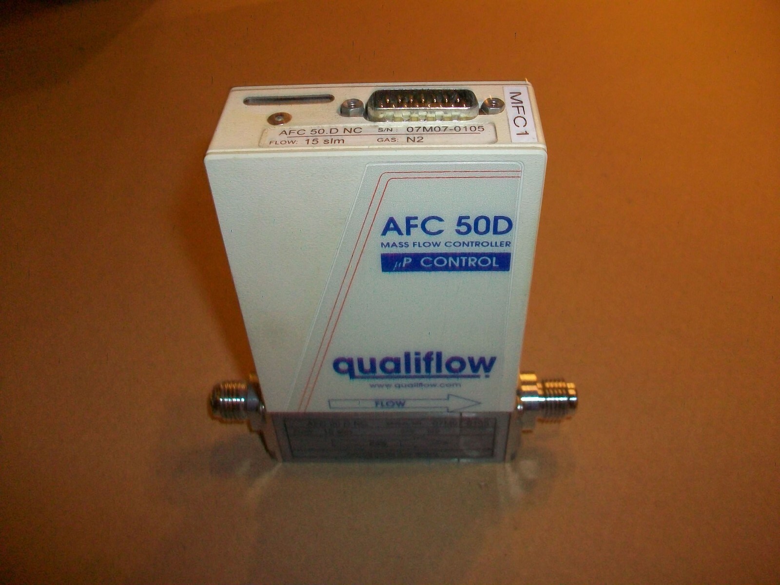 Qualiflow Mass Flow Controller AFC 50.D NC 15slm Flow Rate  Gas: N2