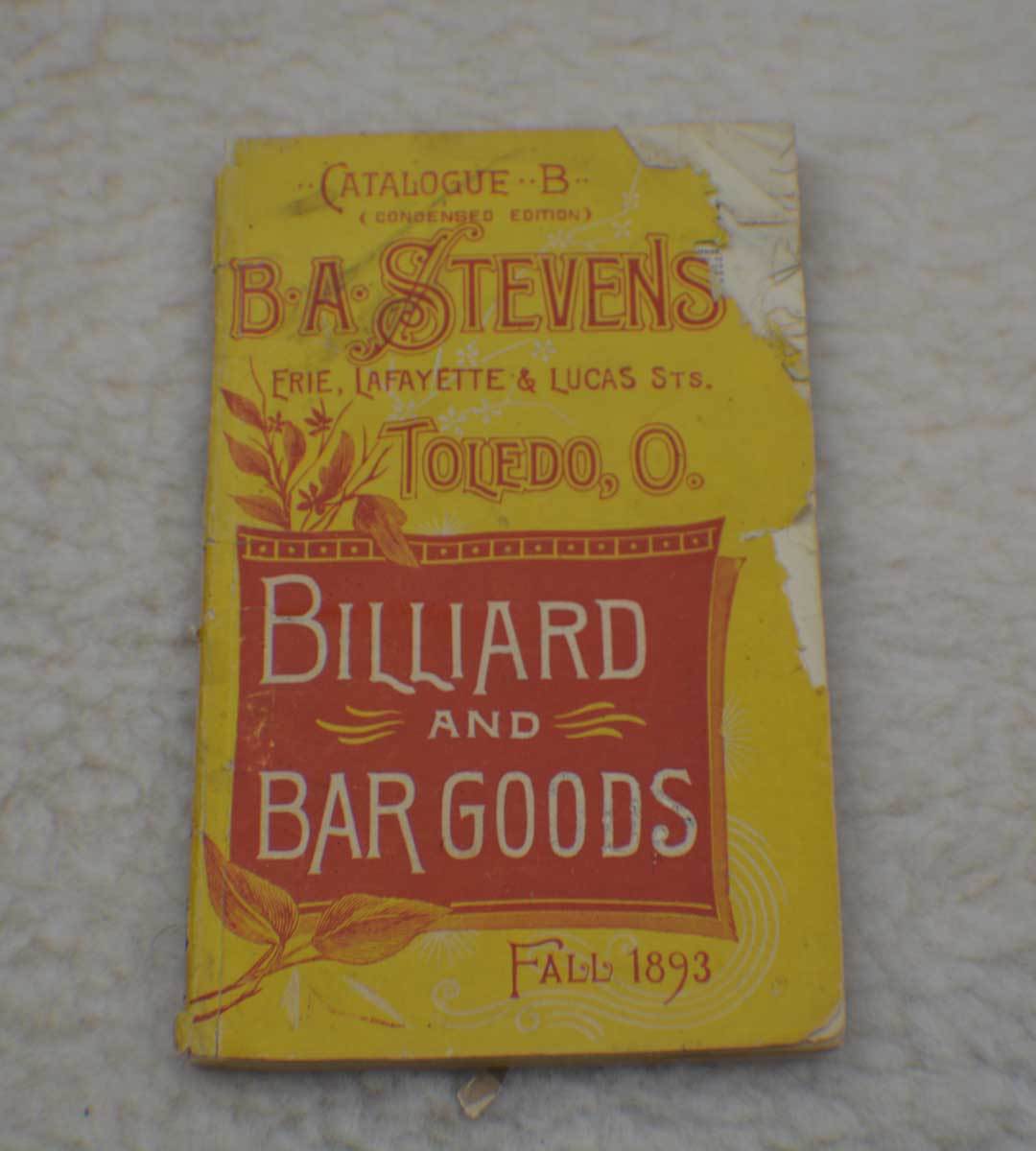 Pool/Brunswick/Billiard/Table B A Stevens Billiard And Bar Catalog 1893