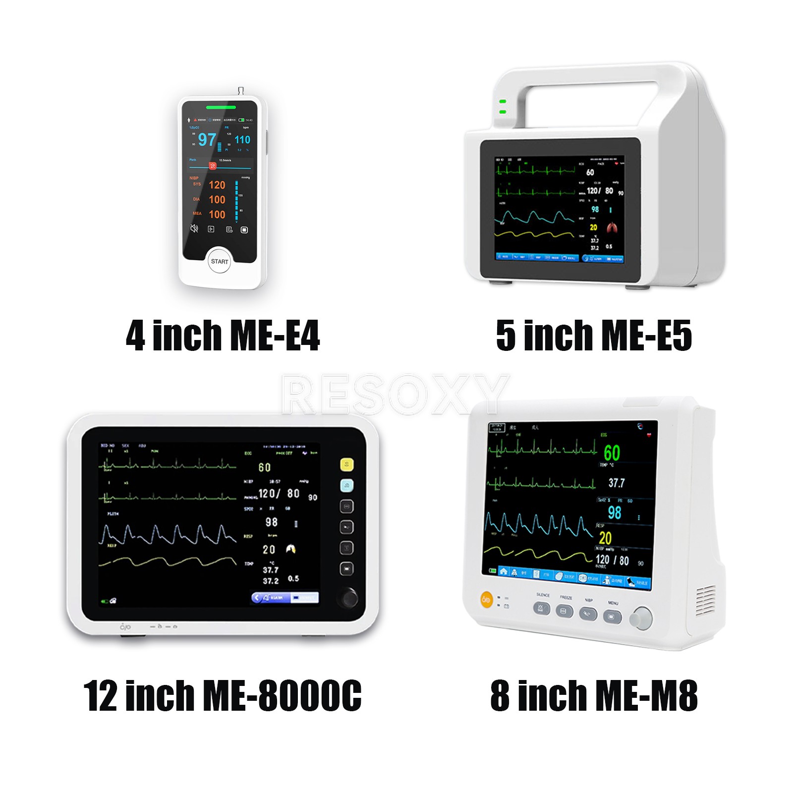 4/5/8/12 inch Patient Monitor ICU CCU Vital Sign NIBP RESP TEMP SPO2 PR ECG