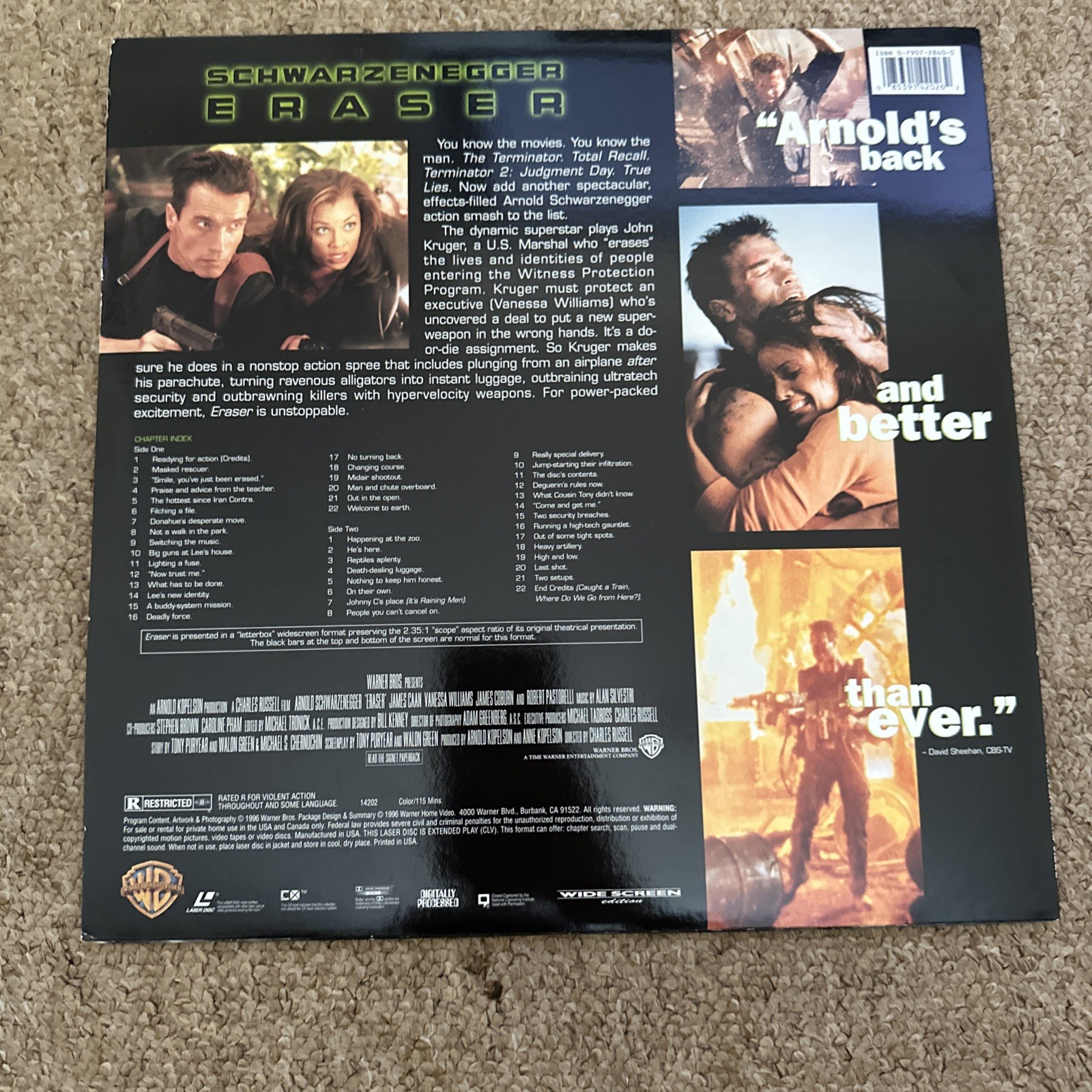 Eraser Widescreen Edition Laserdisc Arnold Schwarzenegger