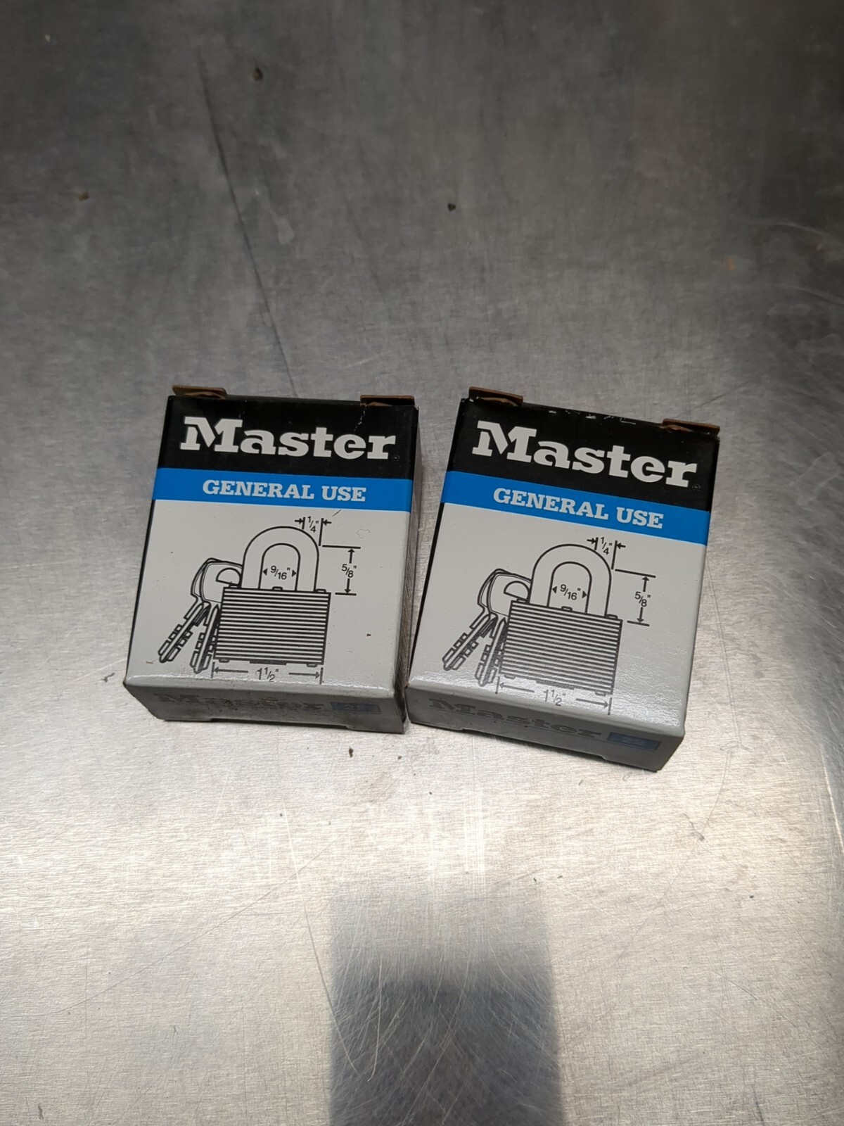 QTY:2 Master Lock No. 22 KA Laminated Steel Warded Padlock 1-1/2-Inch USA Made