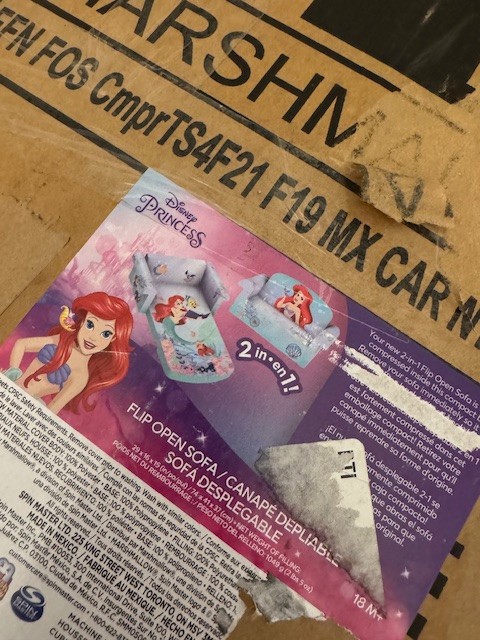 Marshmallow Furniture Kids 2-in-1 Flip Open Foam Sofa Bed, The Little Mermaid