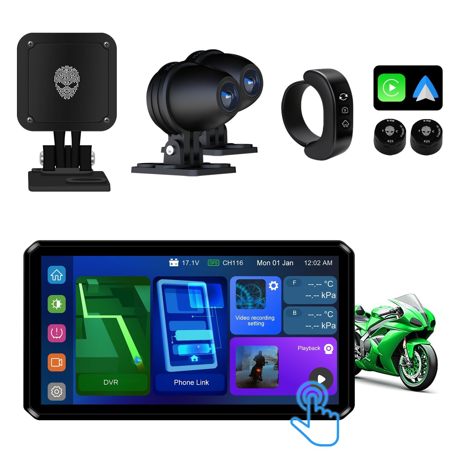 AlienRider M12S Motorcycle 77G Millimeter Wave Radar Blind Spot Warning,Dash ...