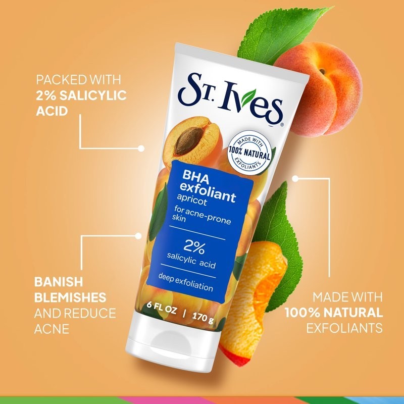 St. Ives BHA Face Exfoliant, Apricot Facial Exfoliator for Acne Prone Skin 6 oz