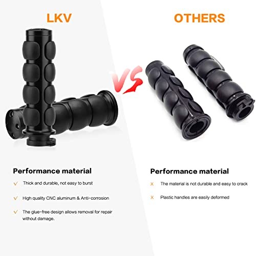1 Inch Motorcycle Grips for Cable Throttle Handlebars – Fits Style7-Black