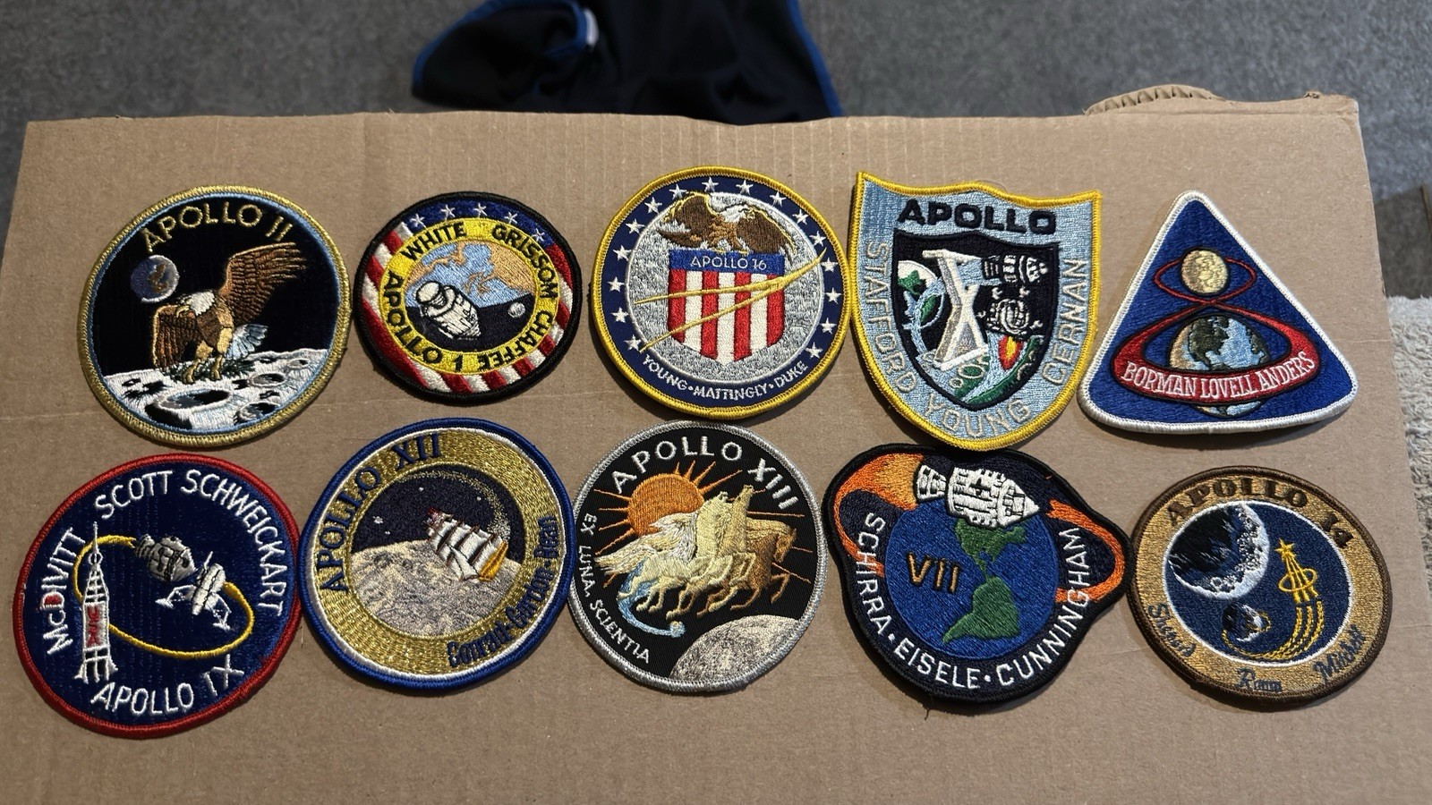 Apollo NASA Mission Patch Lot (8) Apollo 1, 10 Crew, 11, 12, 13, 14, 15, 16
