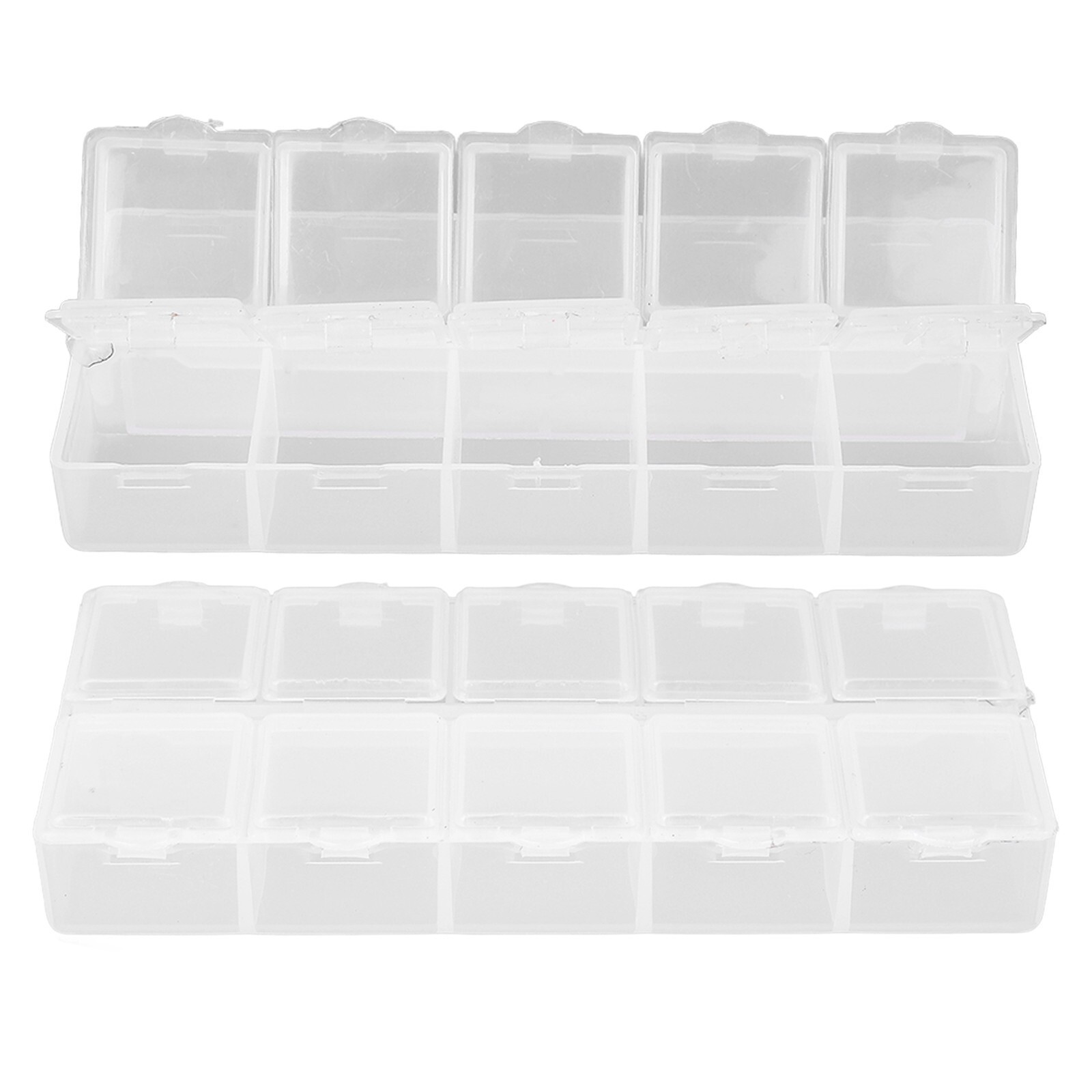 Grid Organizer Box White Plastic 10 Compartment Storage Container for Jewelry