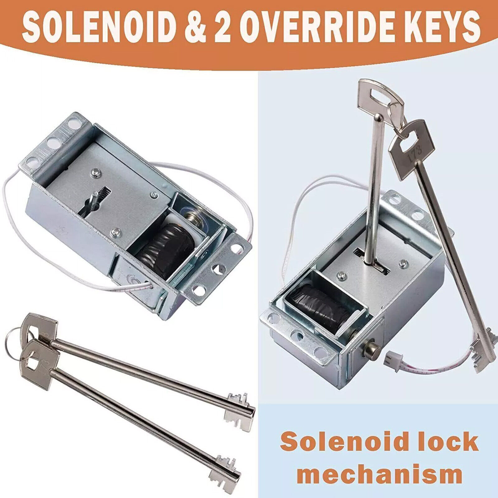 Gun Safe Lock Replacement Solenoid Lock with 2 Master Keys Chrome Digital Key