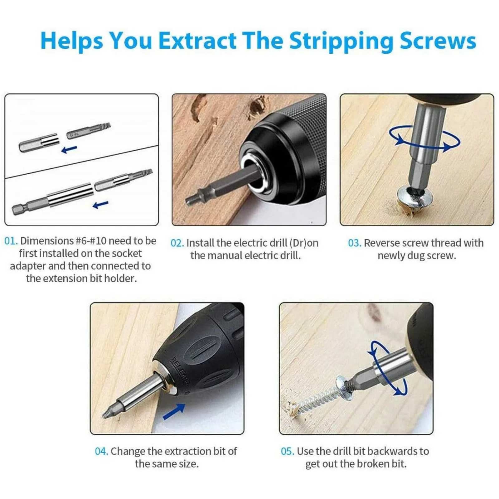 22* Broken Screw Extractor Remover Set Damaged Bolt Easy Out Stripped Drill Bit