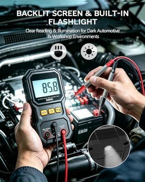 Mini Multimeter, 4000 Counts True RMS Auto-Ranging, NCV, DM202