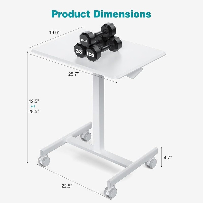 Adjustable Sit Stand Desk Mobile Rolling Lockable Ergonomic Workstation New