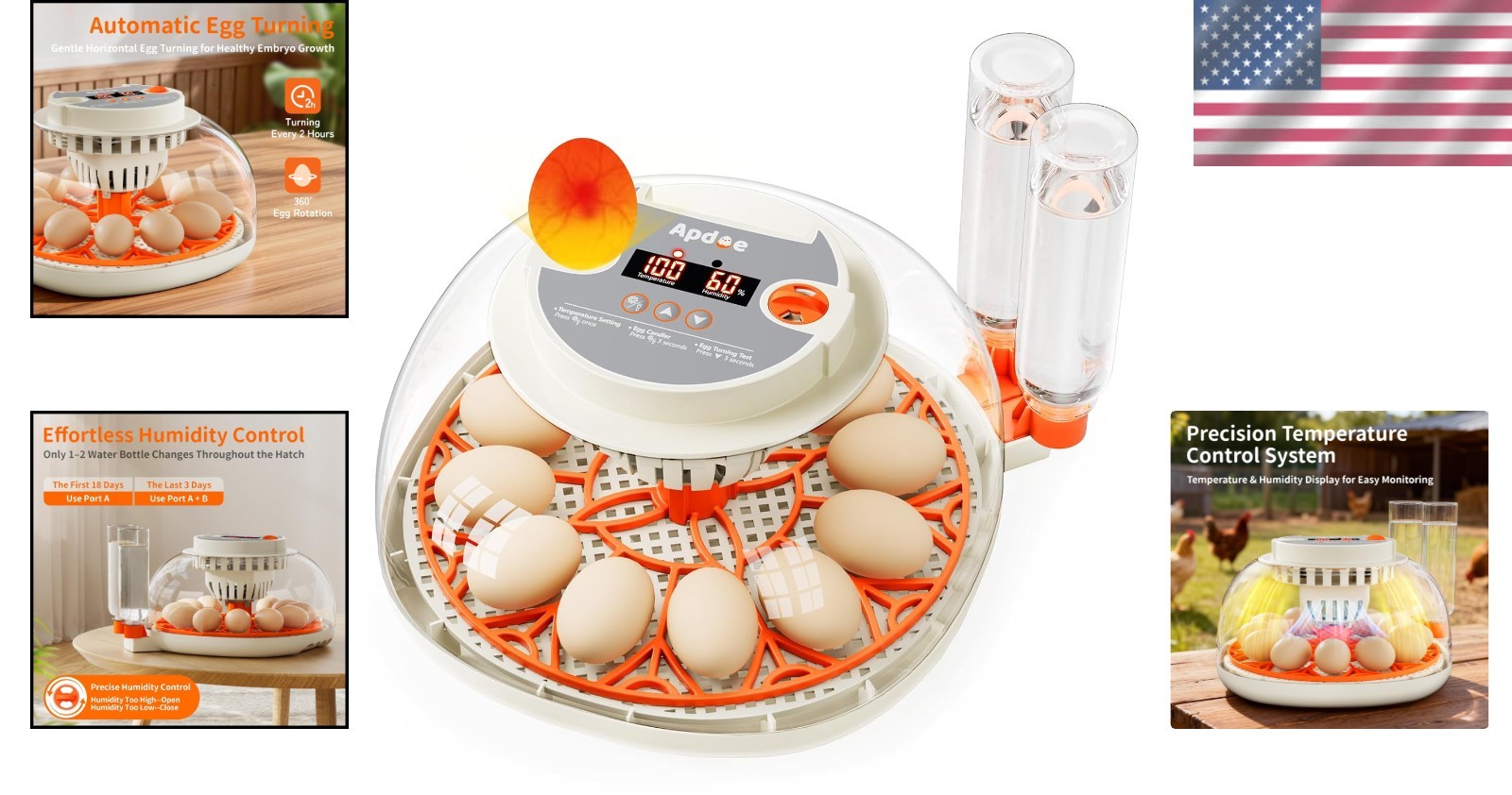 Automatic Egg Incubator for Chicken & Duck Eggs