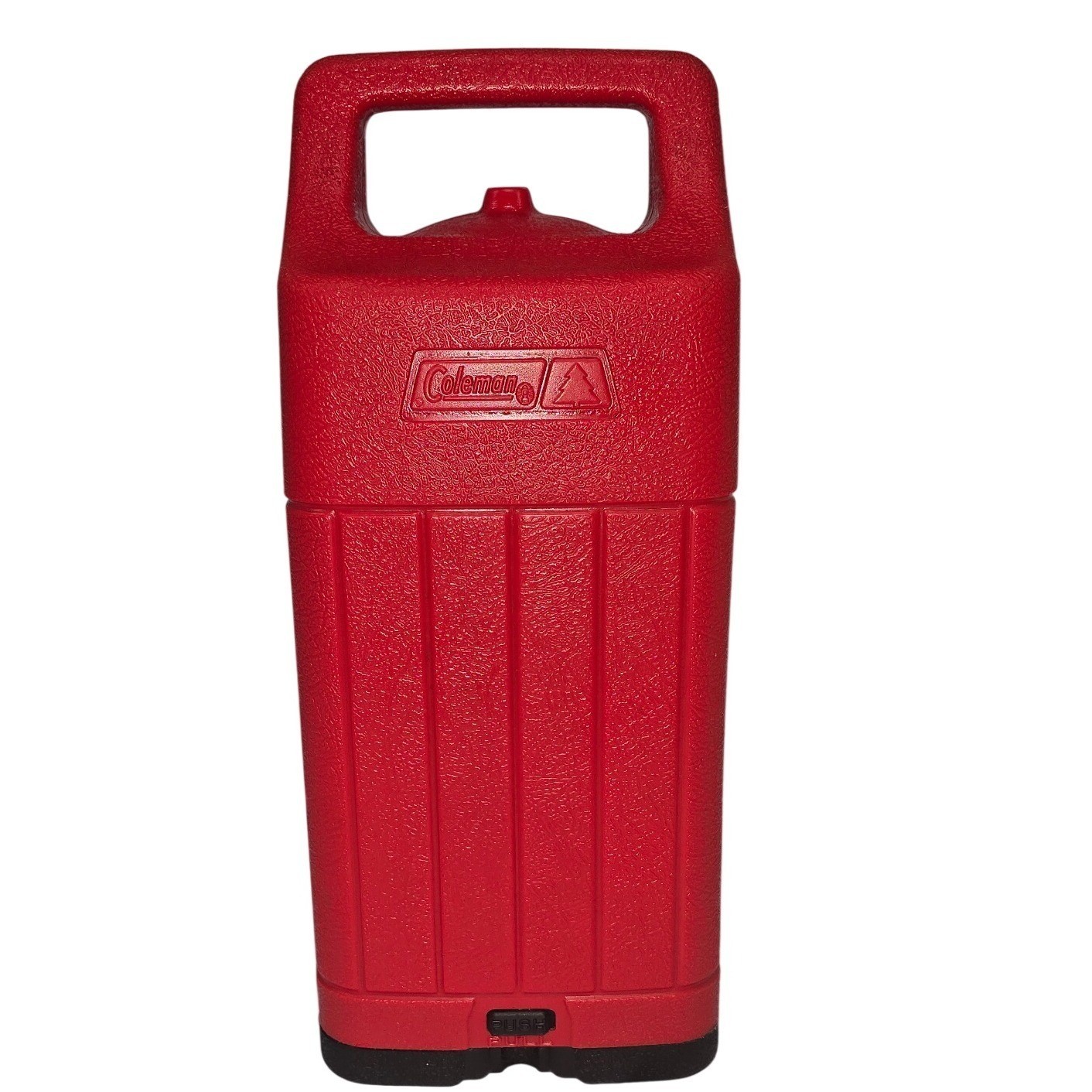 Vintage Coleman Red Plastic Lantern Carrying Case with Handle and Base Lock