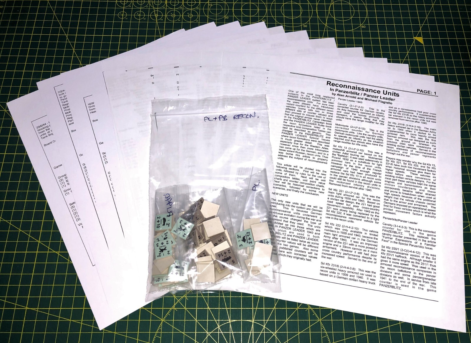 Panzer Leader + PanzerBlitz Recon, for Avalon Hill, 72 counters + 4 scenario