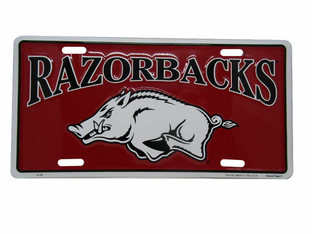 Arkansas Razorbacks Red 6"x12" Aluminum License Plate Tag FAST USA SHIPPING
