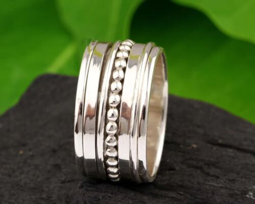 Handmade Spinner Ring 925 Sterling Silver Meditation Band Ring All Size SR248