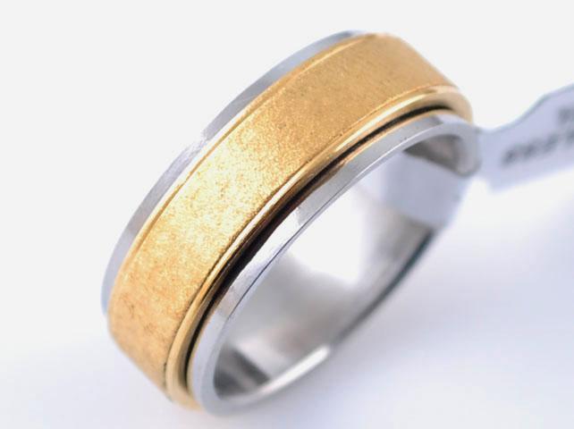 Women Men Teenage Steel & 18K Gold Plate 553 Wedding Ring