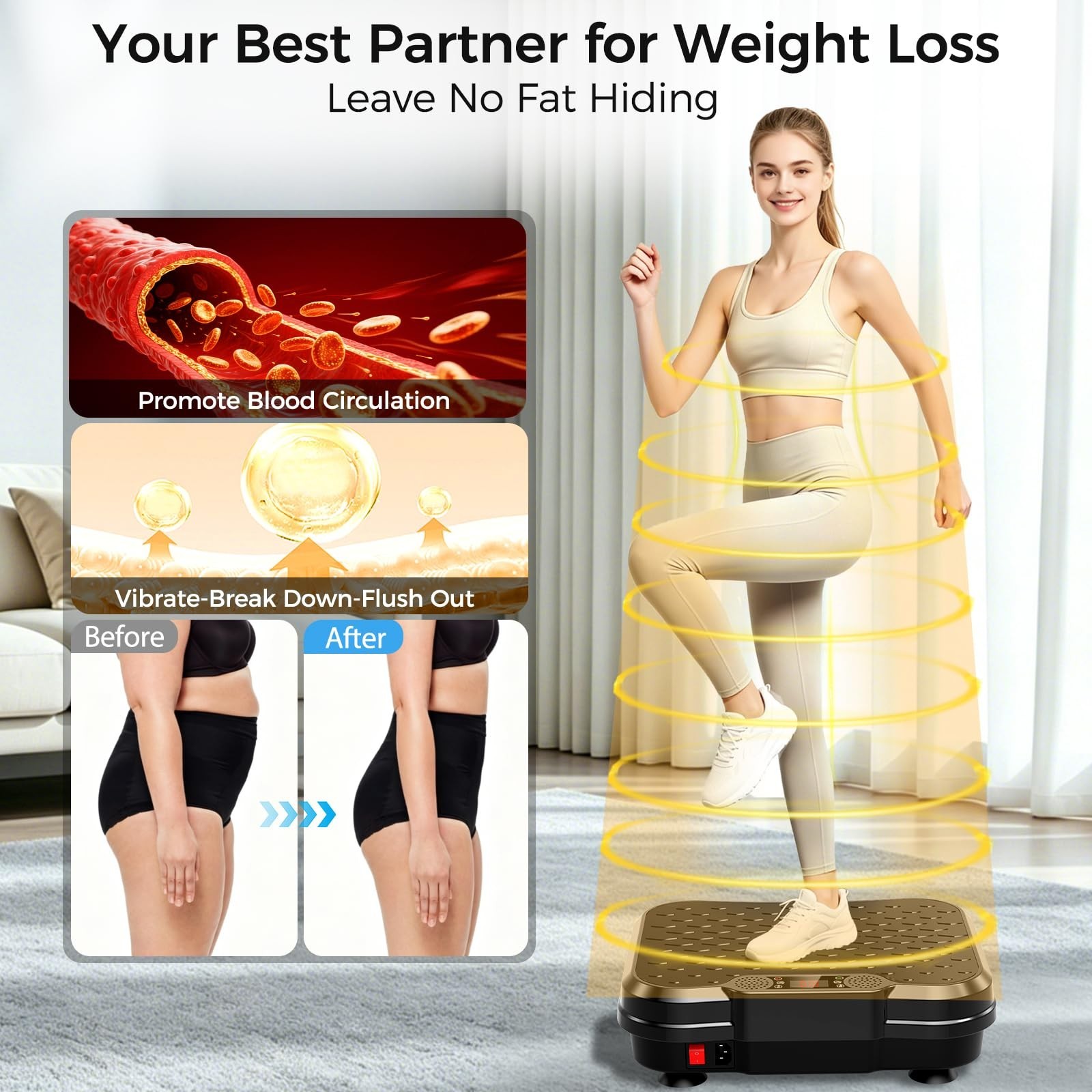 Vibration Plate Exercise Machine, Curved Vibration Plate for Lymphatic Draina...