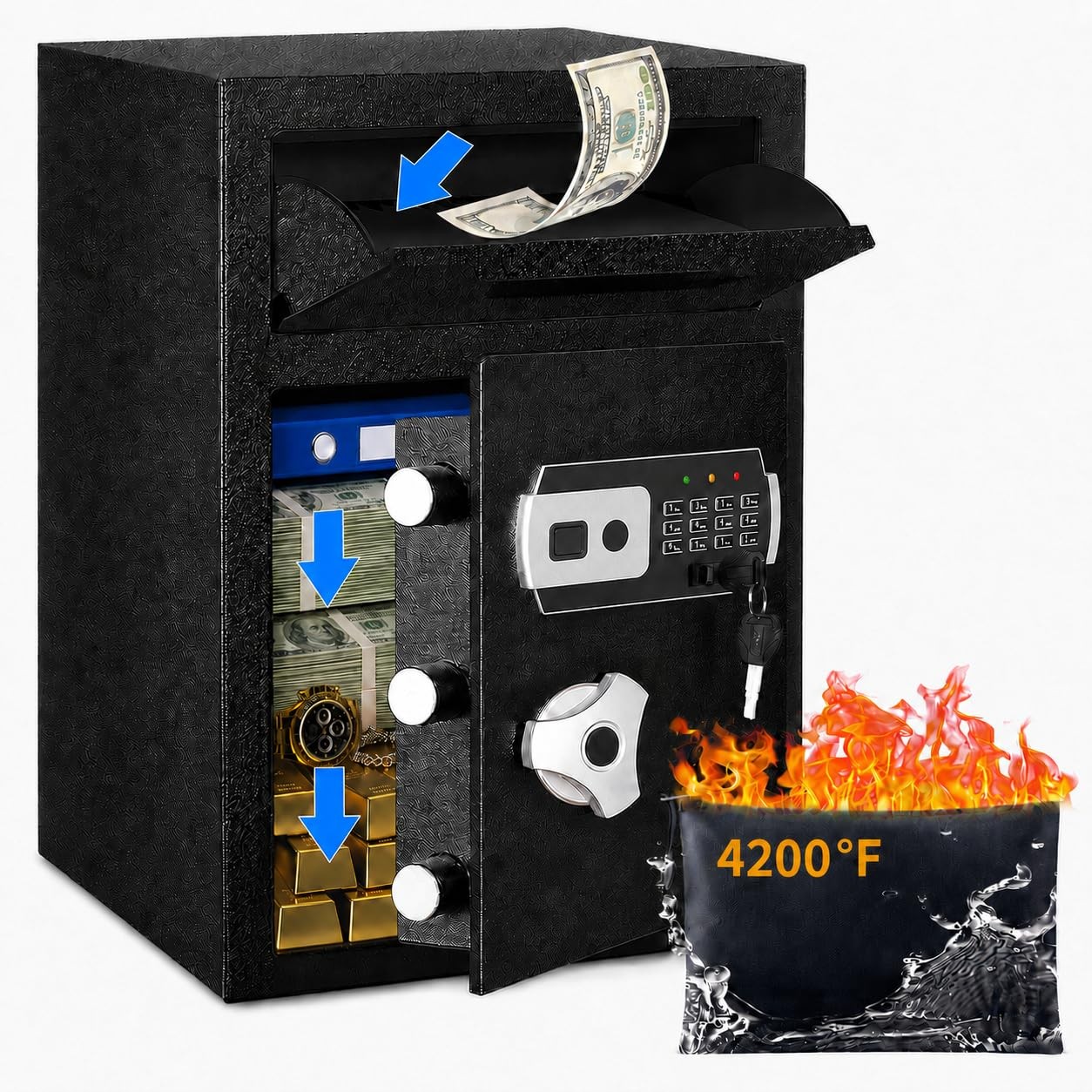 2.8 Cuft Drop Safe for Business, Safe Deposit Box for Home, Anti-Theft Money ...