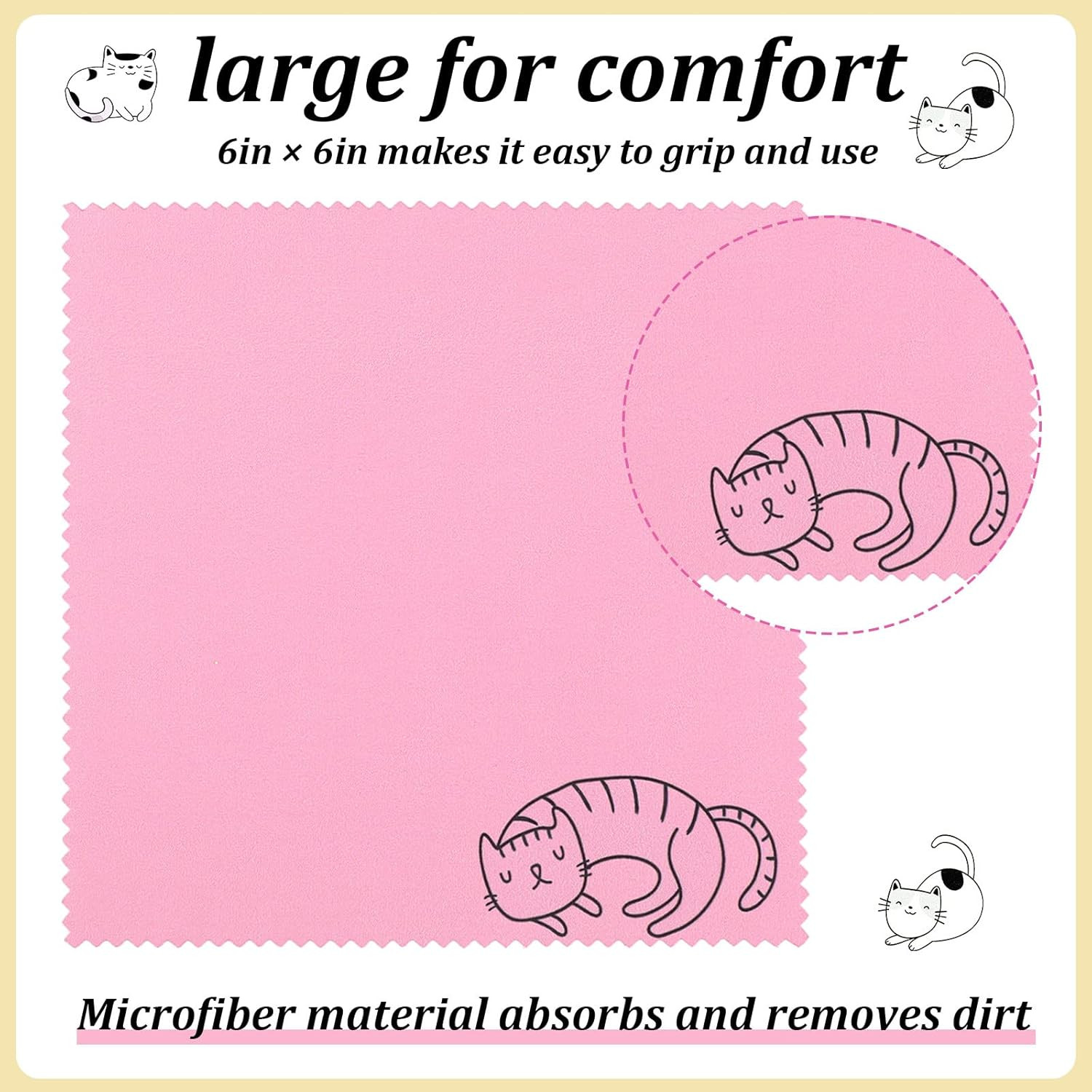 20 Pcs Microfiber Cleaning Cloth Cute Kitty Cat Design Microfiber Cloth Gift Sof