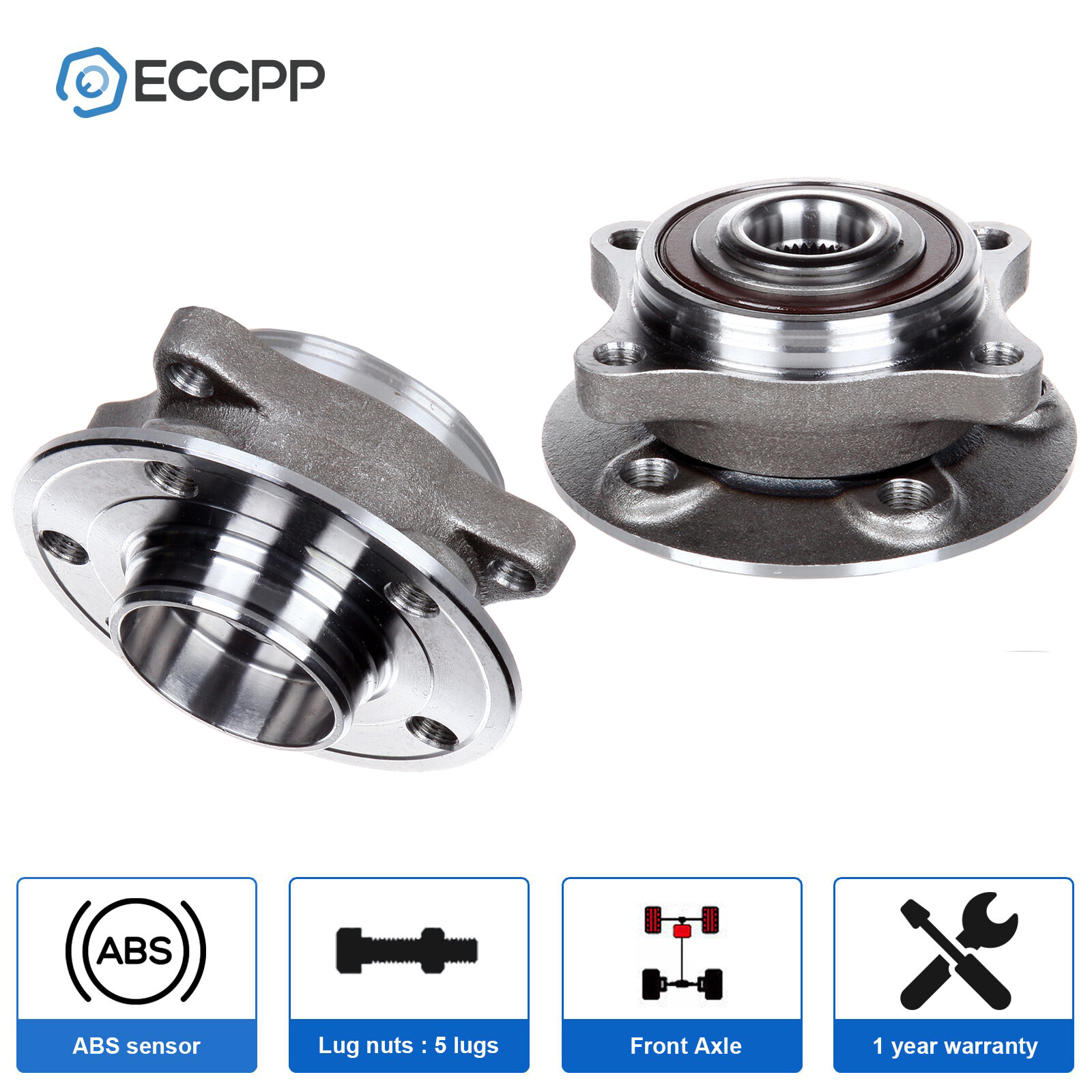 ECCPP Pair Front Wheel Hub Bearing Assembly For Volvo S60 S80 V70 XC70 2.4L 2.5L